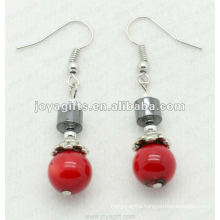 Magnetic Hematite Red Coral Beads Earrings